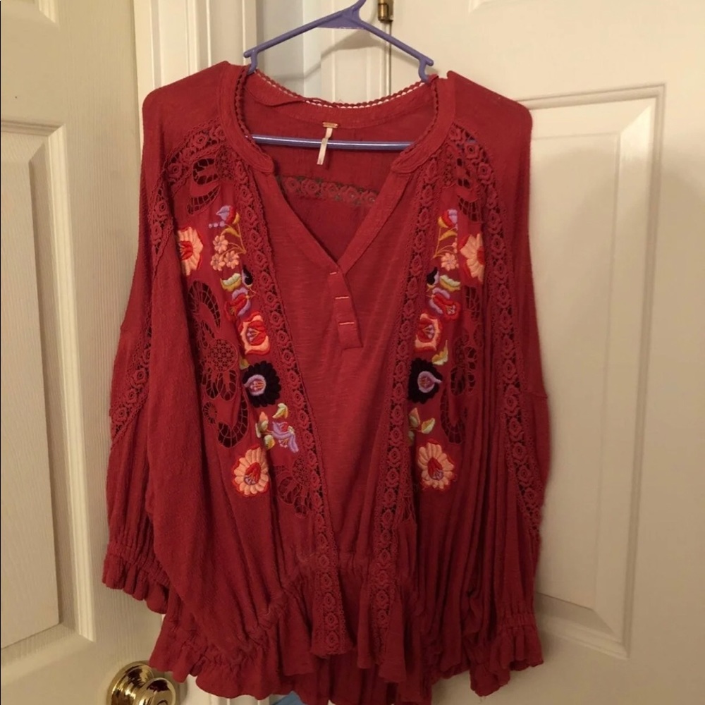 Cute Embroidered free people shirt